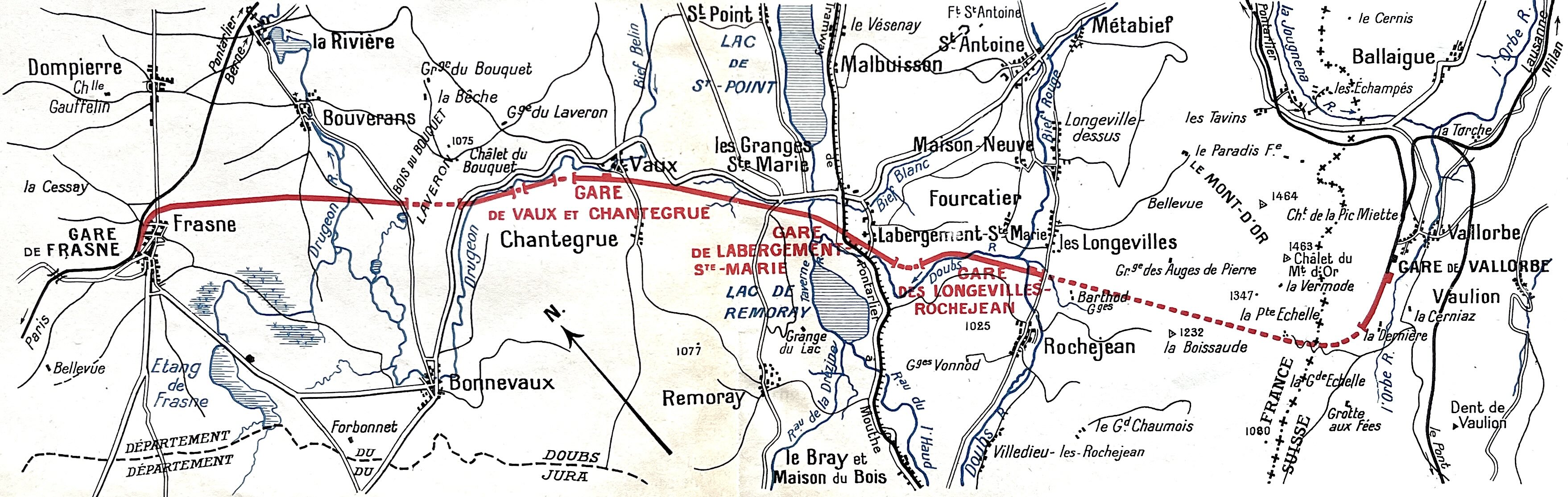 Plan
            ligne Frasne-Vallorbe